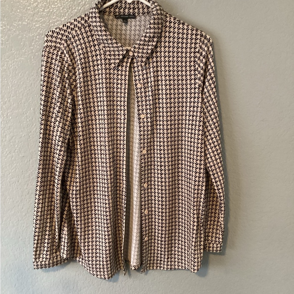 Adrianna Papell Houndstooth Patterned Blouse